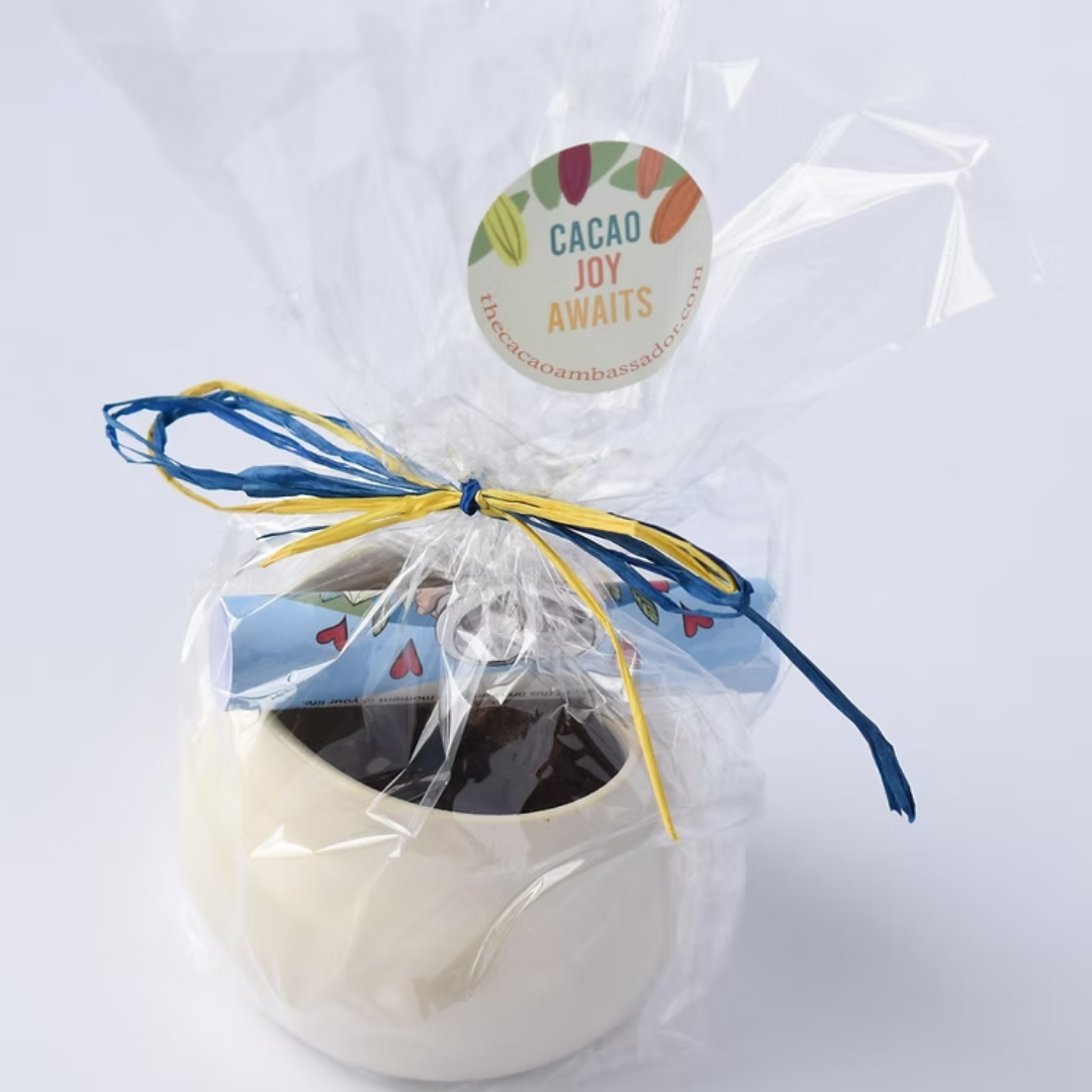 Cacao Heart Mug with two serves of Cacao (2x 30gm pieces) & brew guide!